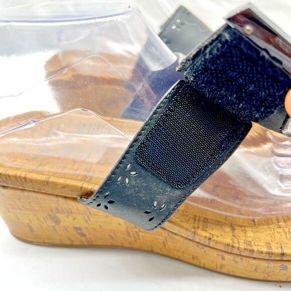 Vionic Womens Anitra Black Leather Wedge Thong Cork Sandals Flip Flops Size 11 - Picture 9 of 16